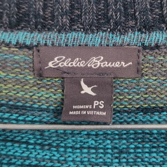Eddie Bauer Striped Multicolor Long Sleeve Knit Sweater Womens Petite Small PS - Picture 3 of 4